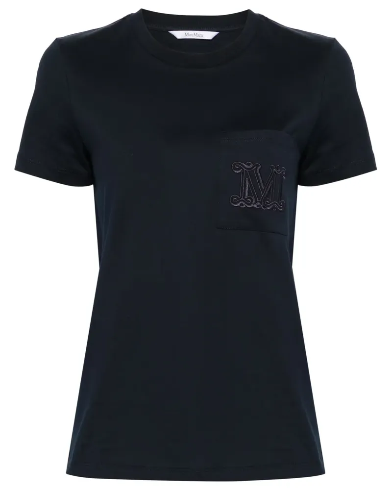 Max Mara Papaia T-Shirt mit Logo-Stickerei - Blau Blau