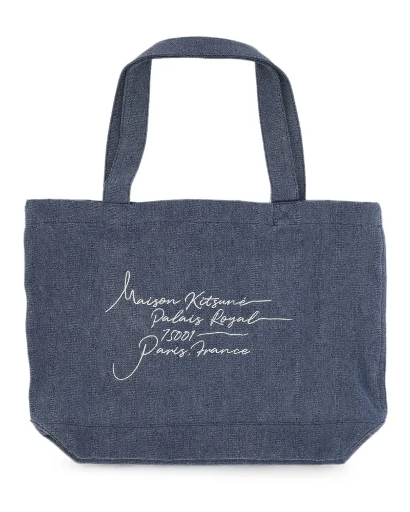 Kitsuné logo denim tote bag - Blau Blau