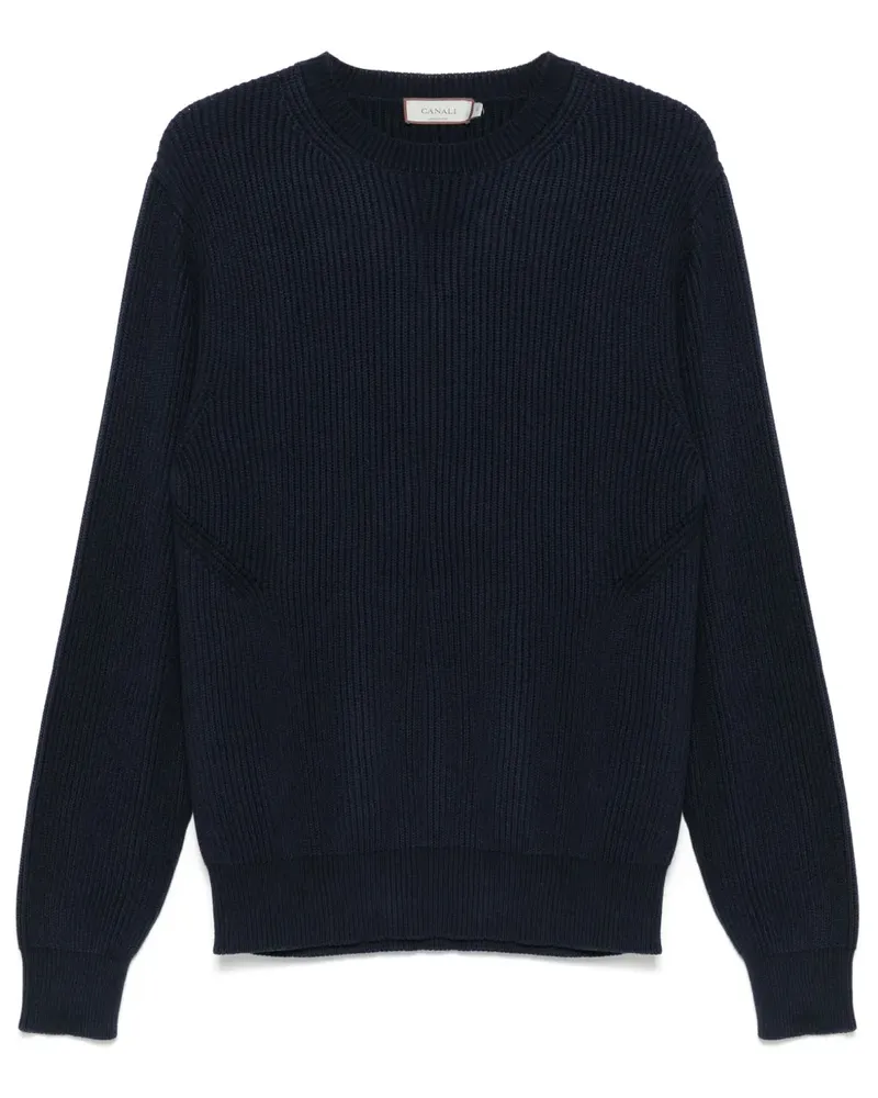Canali Gerippter Strickpullover - Blau Blau