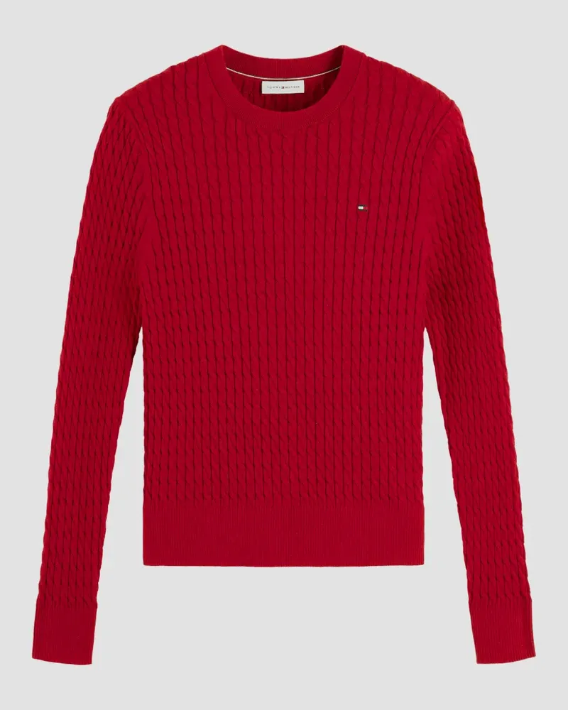 Tommy Hilfiger Pullover mit Zopfmuster - Rot Rot