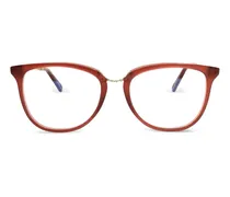 Rote Brille mit goldfarbenem Gestell