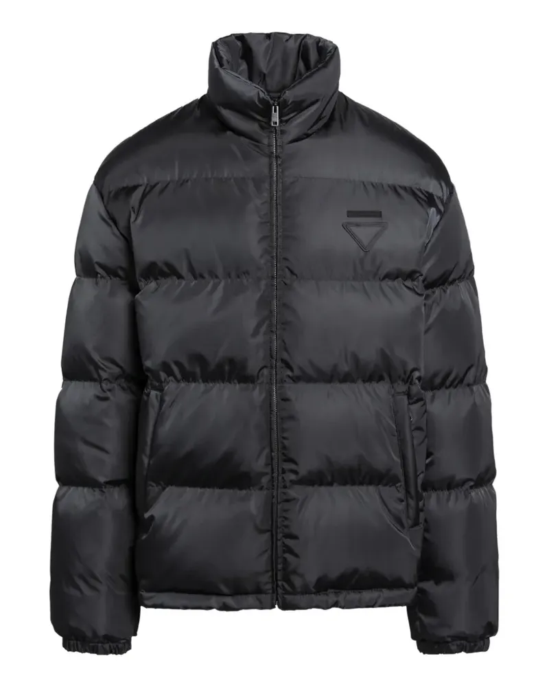 Prada quilted logo-patch puffer jacket - Schwarz Schwarz