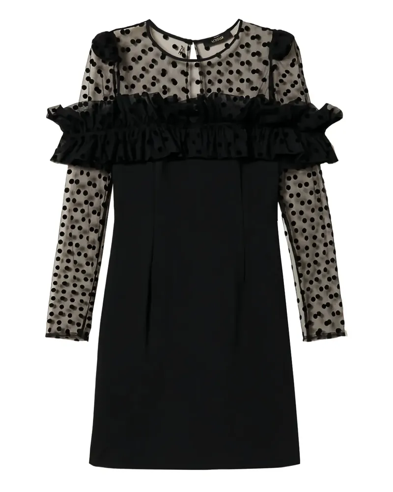 Twin-Set Gerüschtes Minikleid mit Polka Dots - Schwarz Schwarz