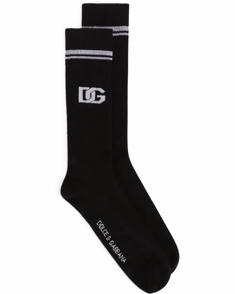 Dolce & Gabbana Jacquard-Socken mit DG-Logo - Schwarz Schwarz