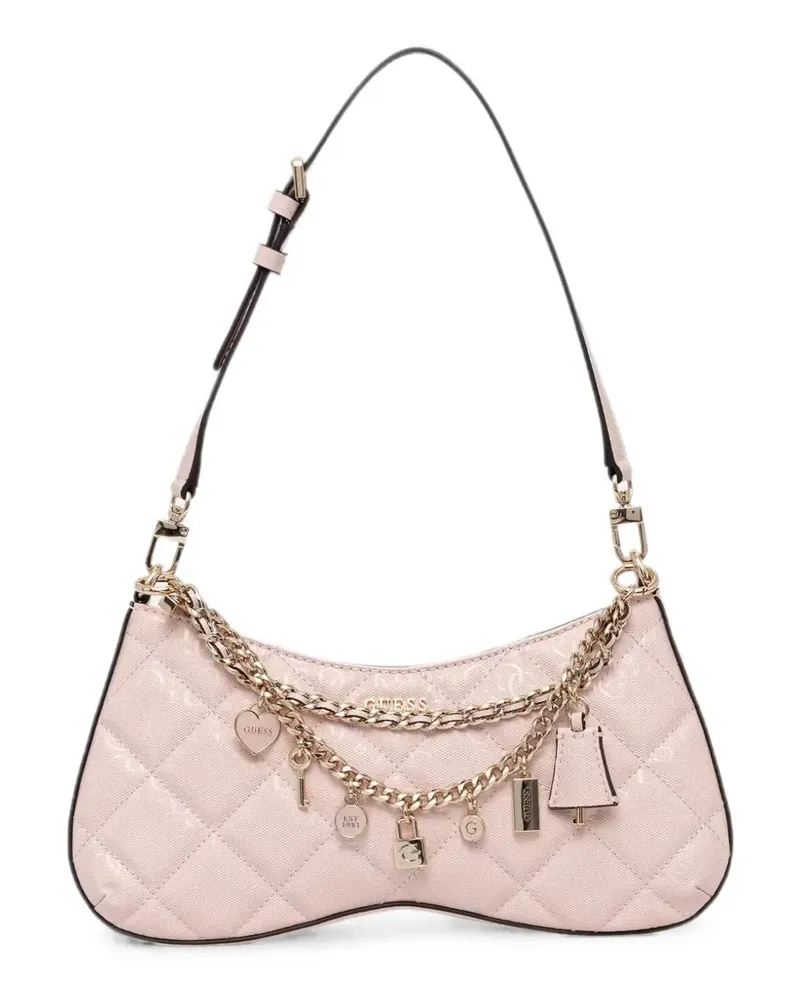 Guess Libby quilted charm-embellished shoulder bag - Rosa Rosa