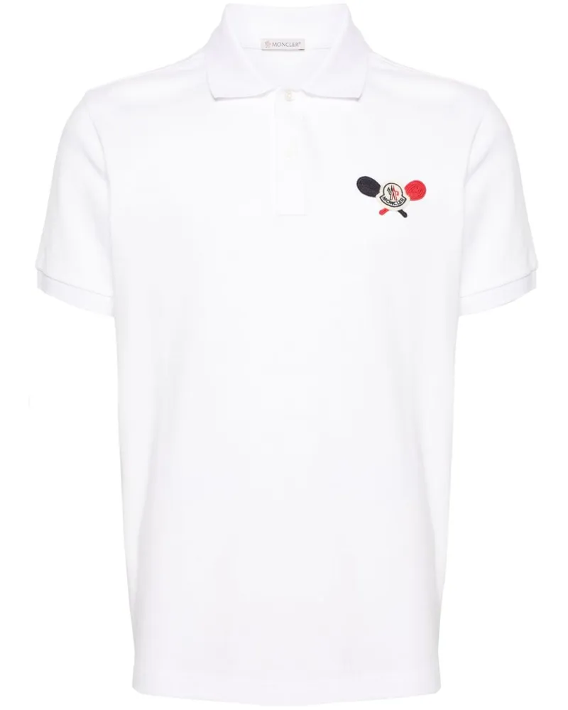 Moncler Pikee-Poloshirt mit Logo-Patch - Weiß Weiß