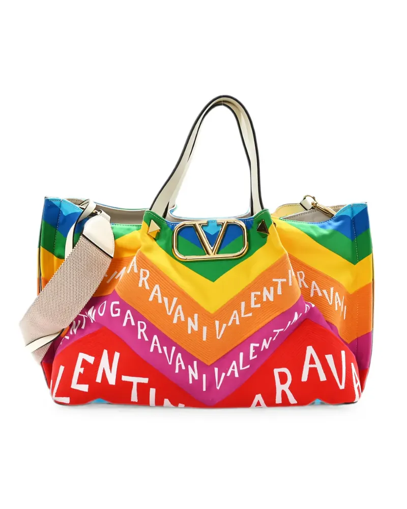 Valentino Garavani VLogo Escape chevron tote bag - Rot Rot