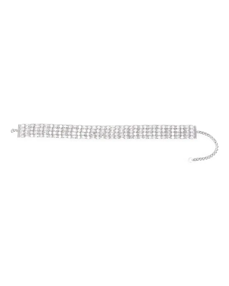 Self-Portrait crystal choker - Silber Silber