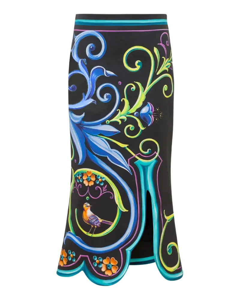 Moschino Midirock mit Wellensaum - Schwarz Schwarz
