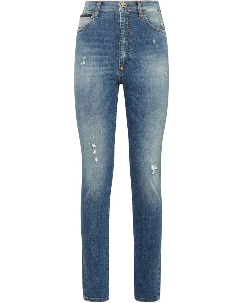 Philipp Plein Skinny-Jeans mit hohem Bund - Blau Blau