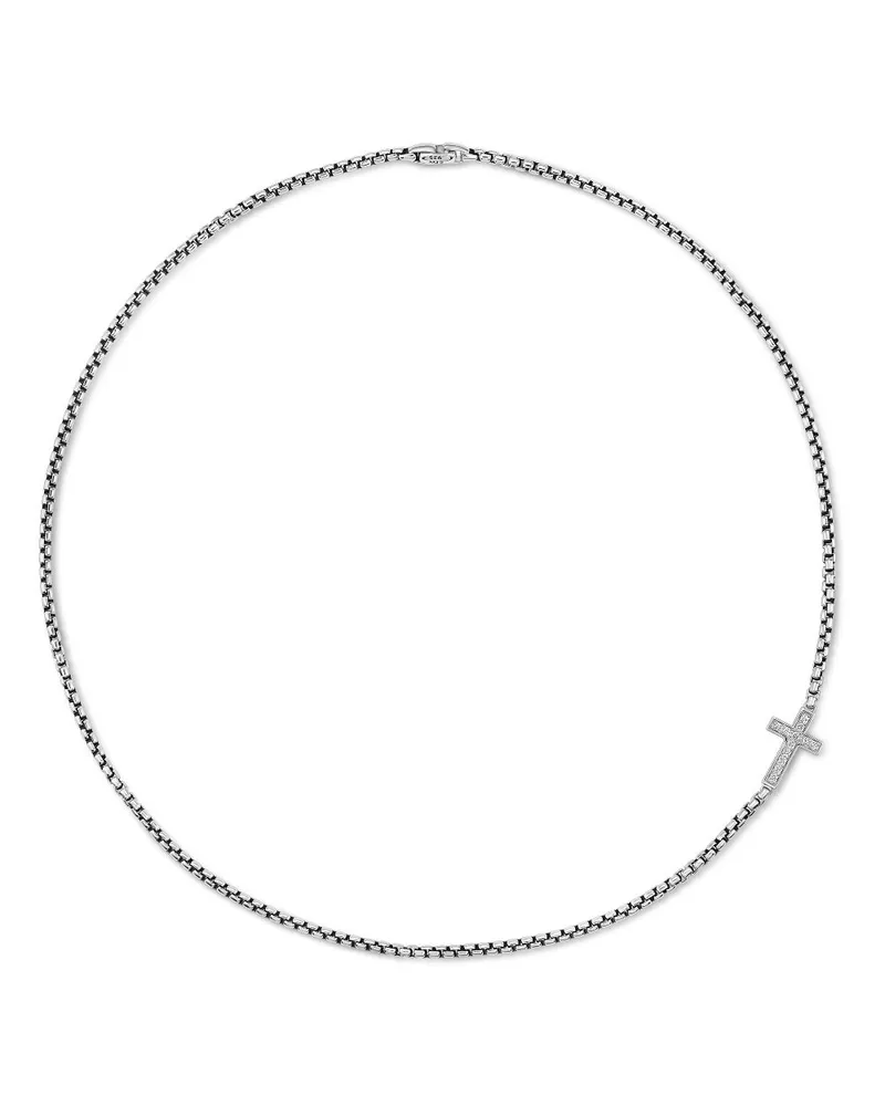 David Yurman Cross Station Halskette mit Diamanten - Silber Silber