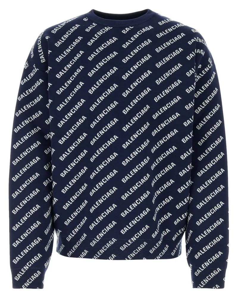 Balenciaga Pullover mit Logo-Muster - Blau Blau