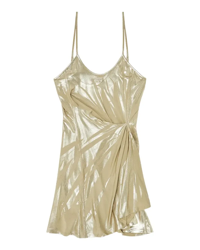Diesel D-Invy draped metallic-finish mini dress - Gold Gold