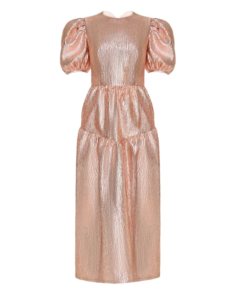 ANOUKI Metallic-Midikleid mit Puffärmeln - Gold Gold