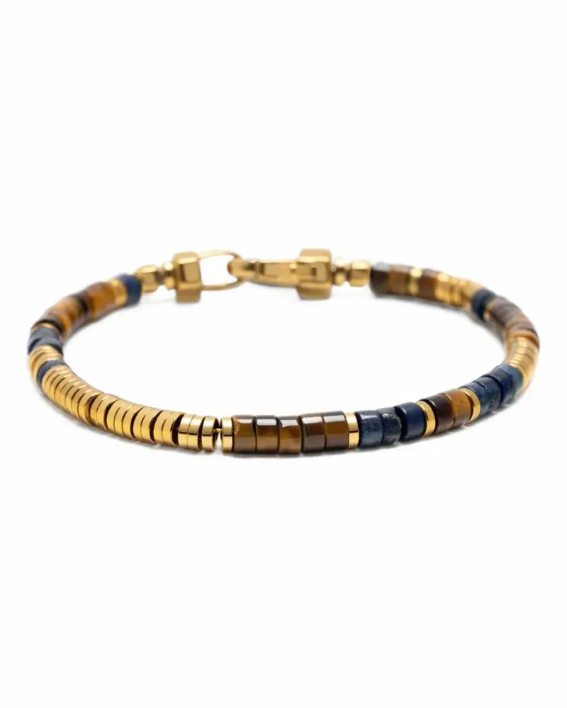 Nialaya Armband mit Tigerauge und Lapislazuli - Gold Gold