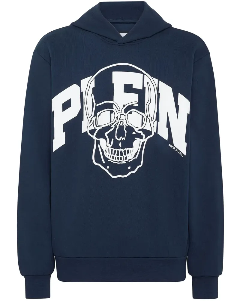Philipp Plein Skull Hoodie mit Logo-Print - Blau Blau