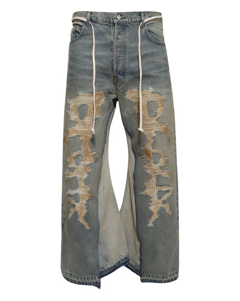 RRR123 Weite Jeans im Layering-Look - Blau Blau