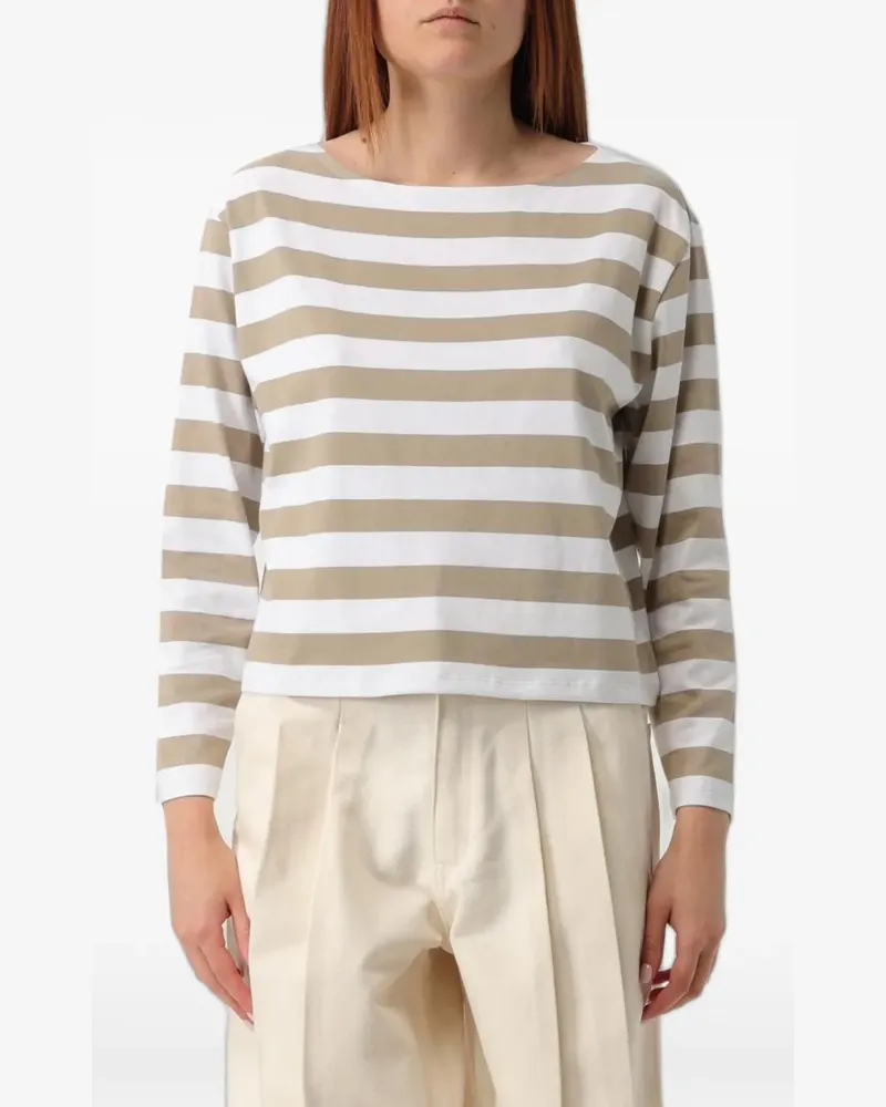 Theory Gestreiftes Langarmshirt - Nude Nude