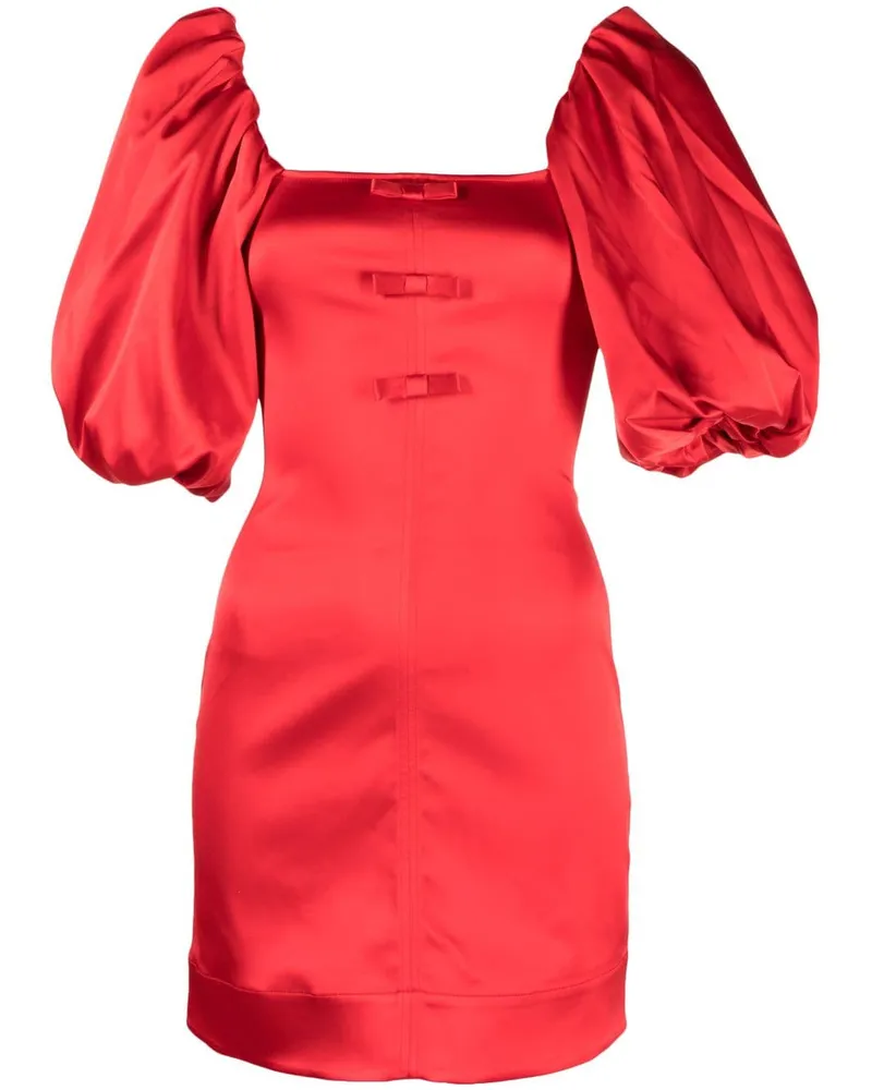 Ganni Minikleid mit Puffärmeln - Rot Rot