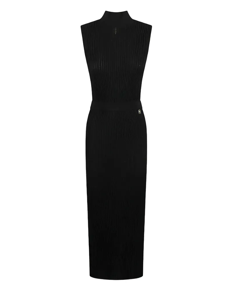 Elisabetta Franchi Geripptes Maxikleid - Schwarz Schwarz