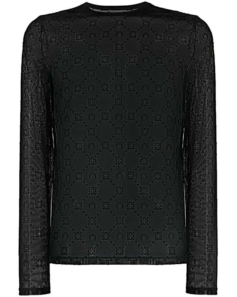 Marine Serre Langarmshirt mit Monogrammmuster - Schwarz Schwarz