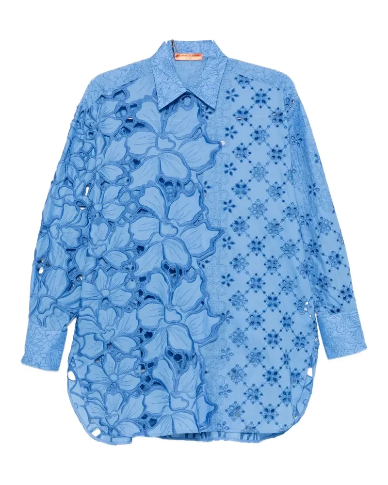Ermanno Scervino broderie-anglaise floral-appliqué shirt - Blau Blau