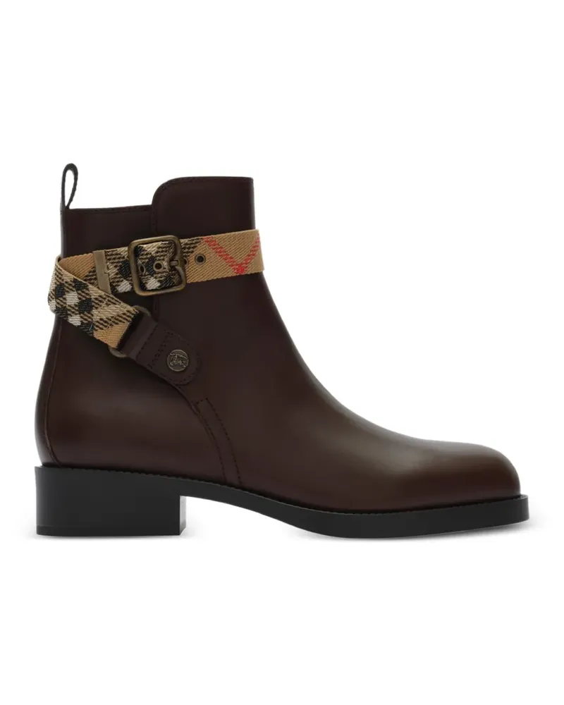 Burberry Stiefeletten mit kariertem Riemen - Braun Braun