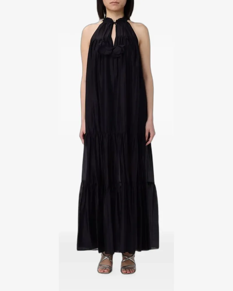 Hanita tiered floral-appliqué maxi dress - Schwarz Schwarz
