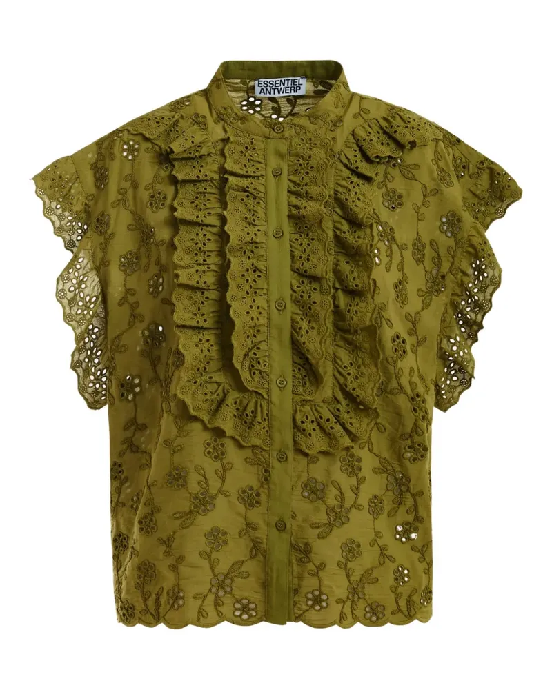 Essentiel broderie-anglaise ruffled-detail shirt - Grün Grün