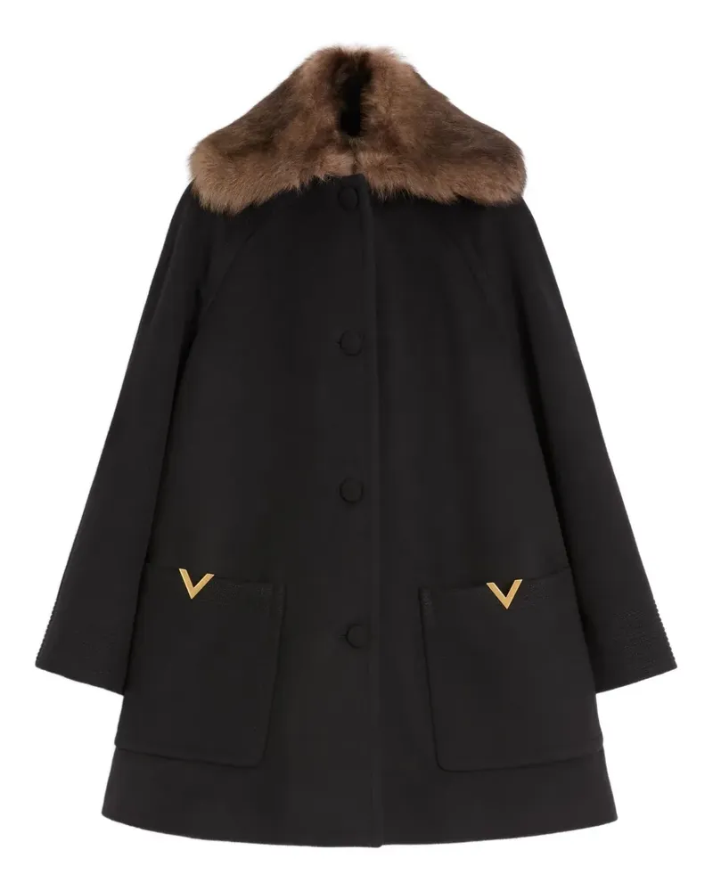 Valentino Garavani Mantel mit Shearling-Kragen - Schwarz Schwarz