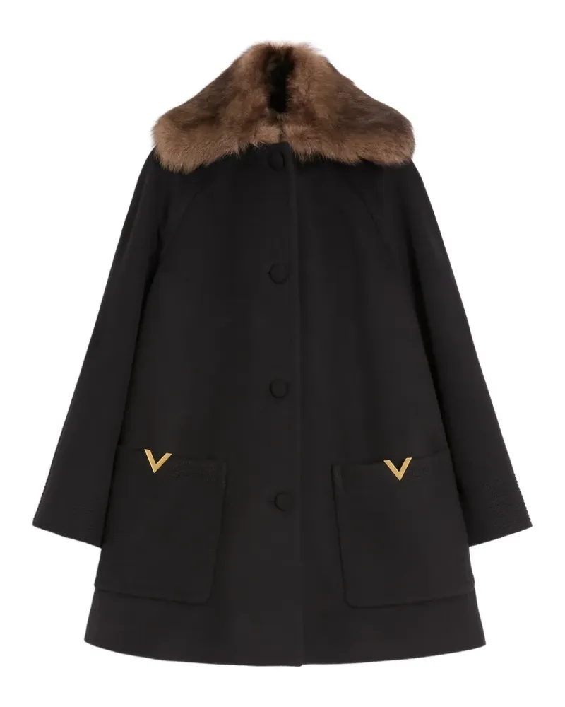 Valentino Garavani Mantel mit Shearling-Kragen - Schwarz Schwarz