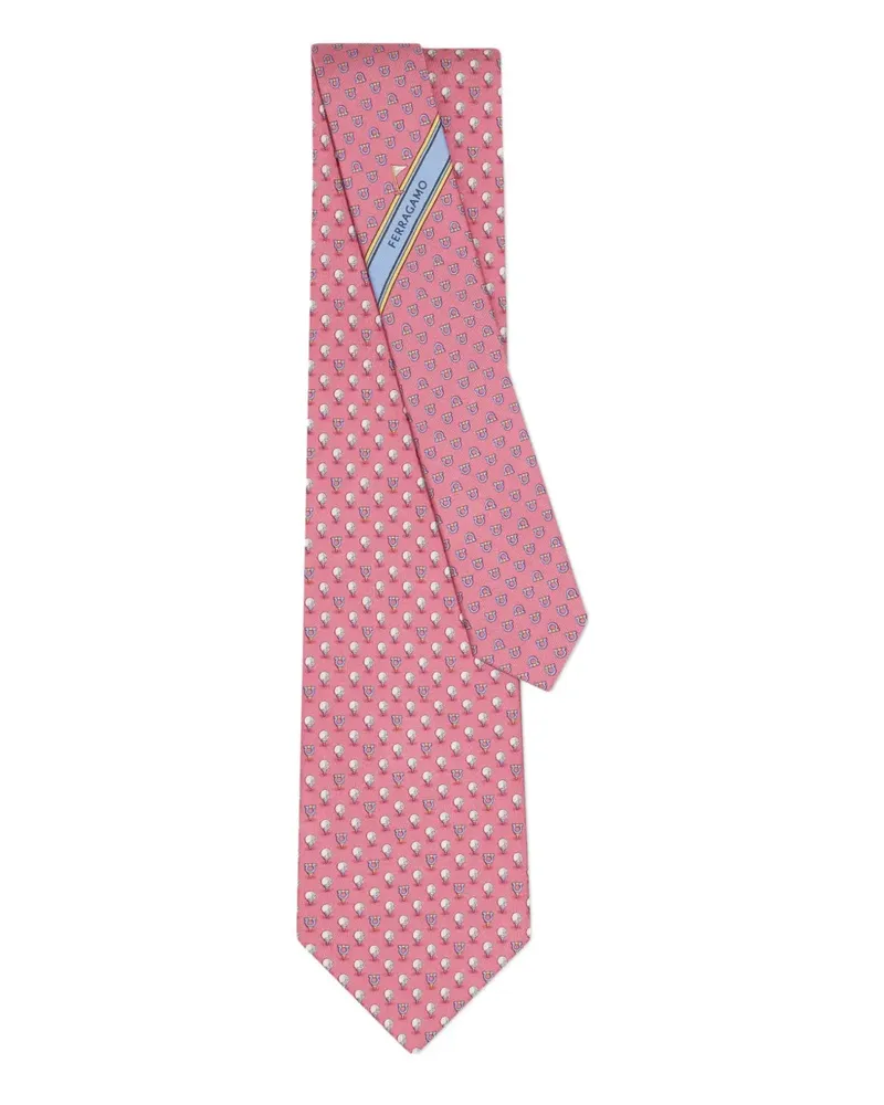 Ferragamo Krawatte aus Seide mit Gancini-Muster - Rosa Rosa