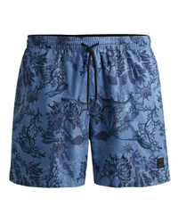 HUGO BOSS Badeshorts mit Blumen-Print Blau