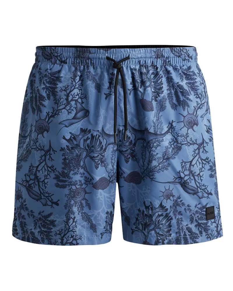 HUGO BOSS Badeshorts mit Blumen-Print - Blau Blau