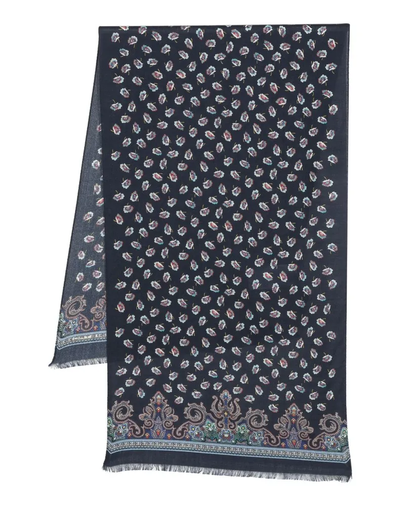 Etro Schal mit Blumenmuster - Blau Blau