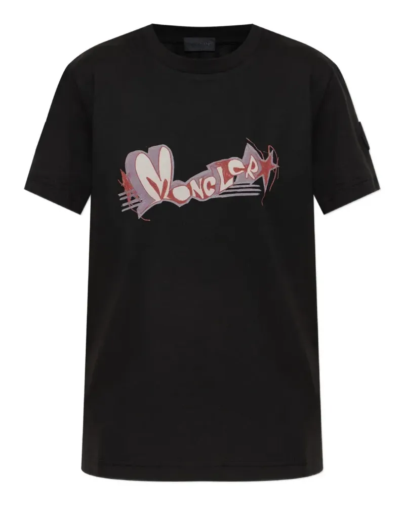 Moncler T-Shirt mit Logo-Print - Schwarz Schwarz