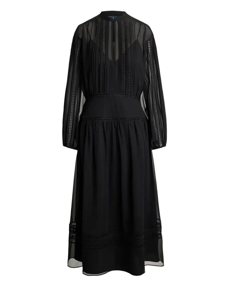 Ralph Lauren Faltenkleid mit Spitzeneinsatz - Schwarz Schwarz