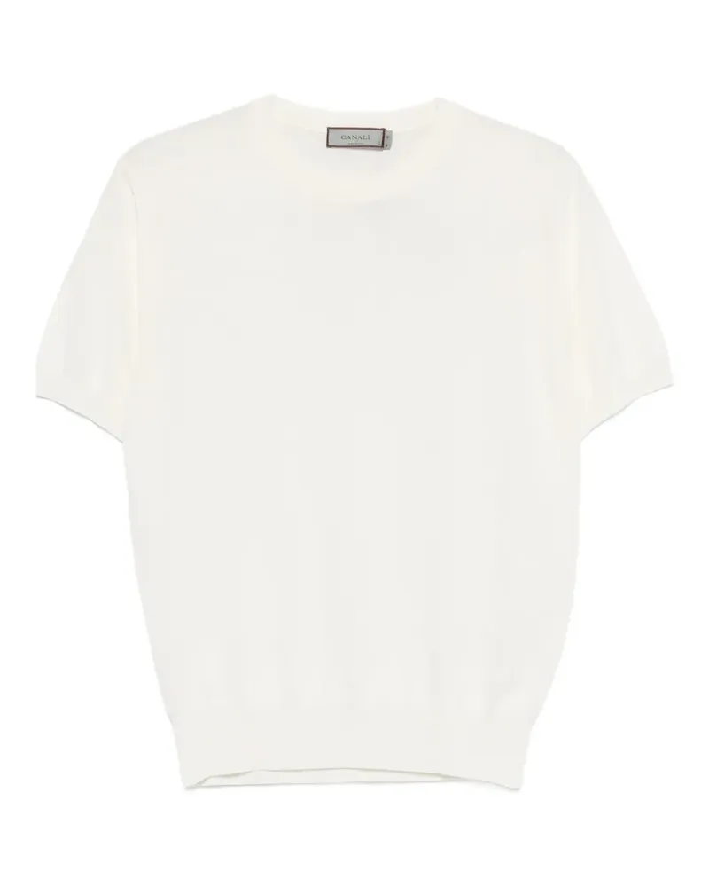 Canali Gestricktes T-Shirt - Weiß Weiß