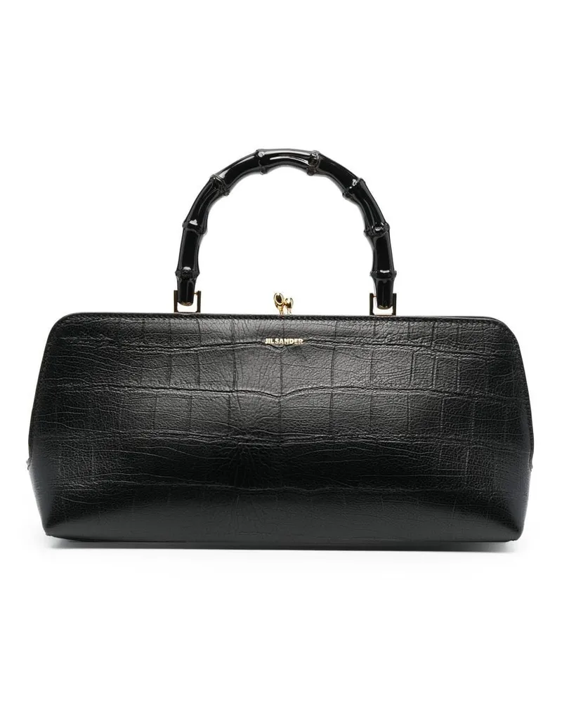 Jil Sander Goji Handtasche mit Bambushenkel - Schwarz Schwarz