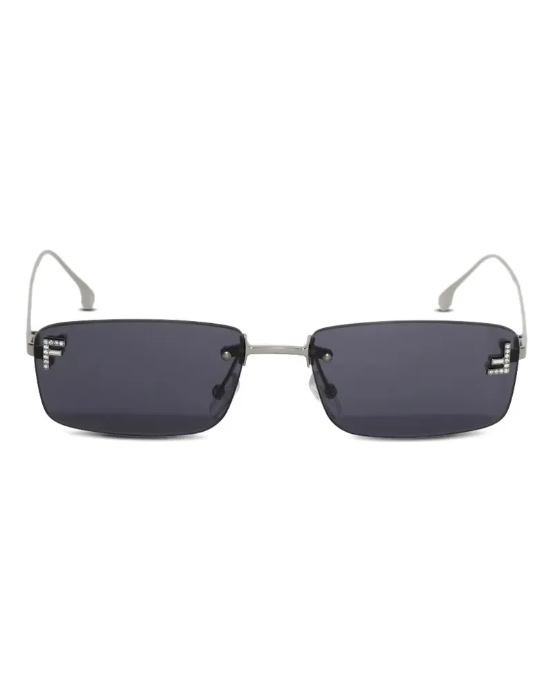 Fendi First crystal-embellished rectangle-frame sunglasses - Silber Silber