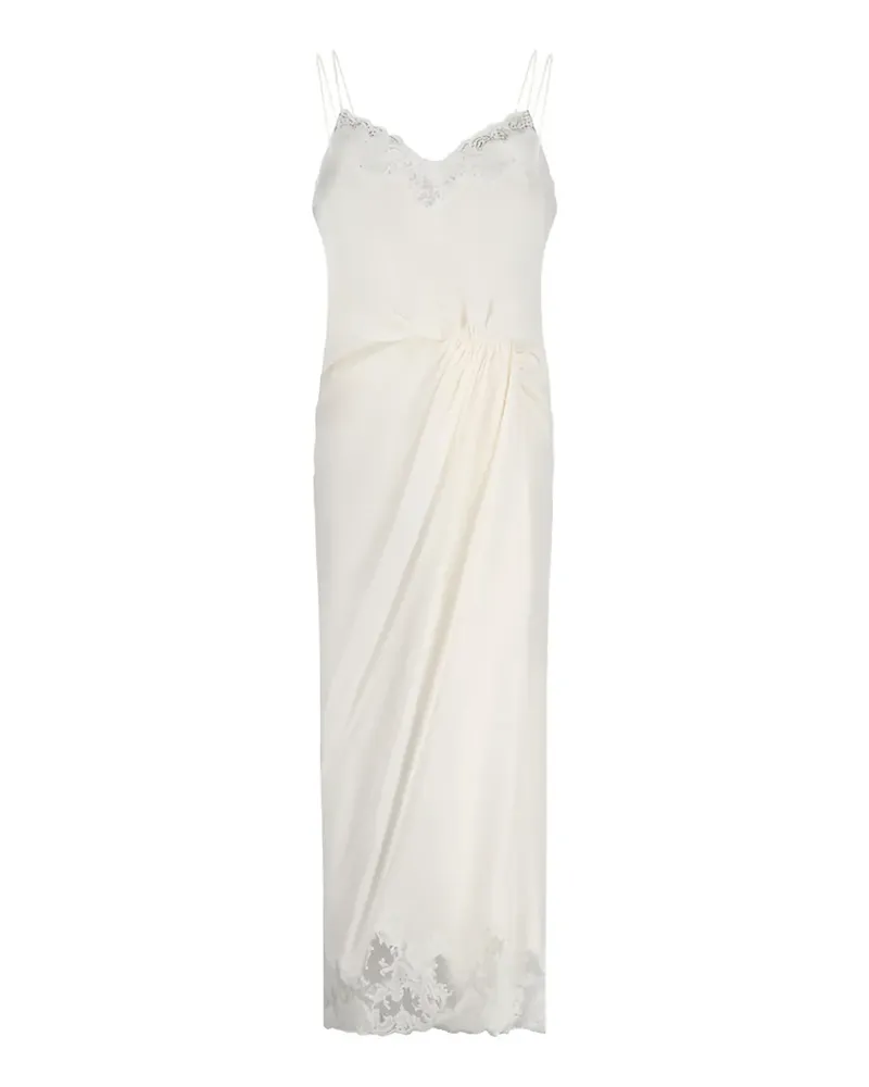 Ermanno Scervino lace-trim gathered dress - Nude Nude