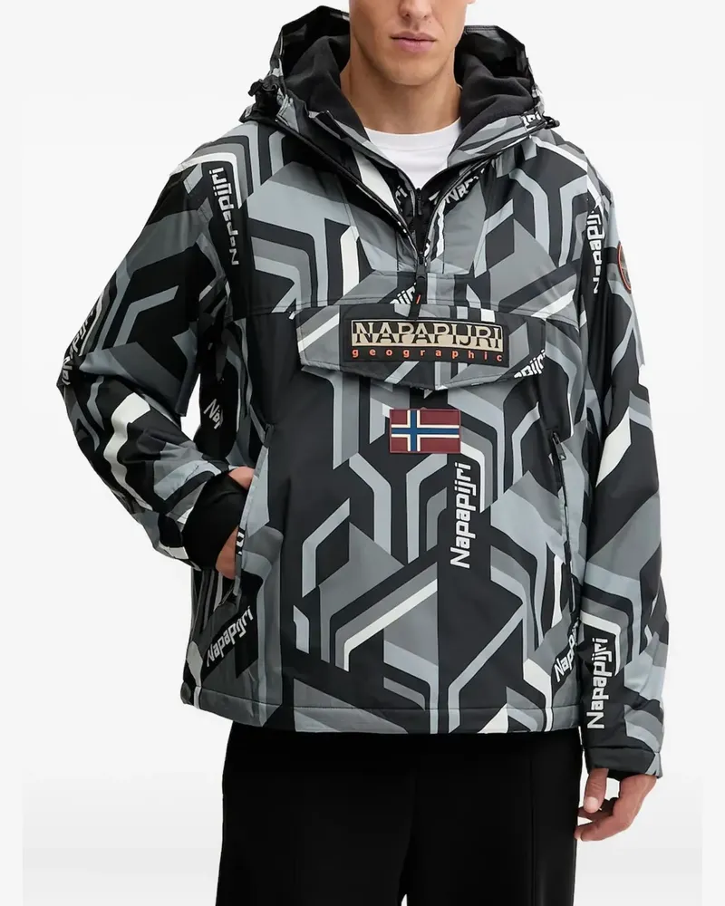 Napapijri Kapuzenjacke mit geometrischem Muster - Grau Grau