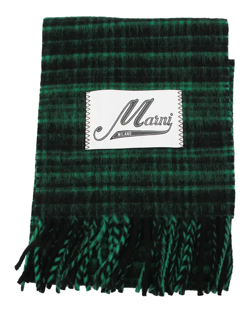 Marni check-pattern fringed scarf - Grün Grün