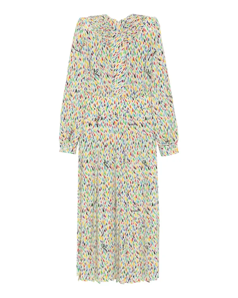 Valentino Garavani logo-print ruched-collar dress - Weiß Weiß