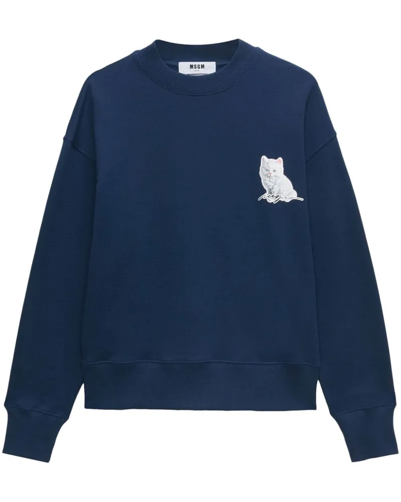 MSGM Sweatshirt mit Katzen-Print Blau