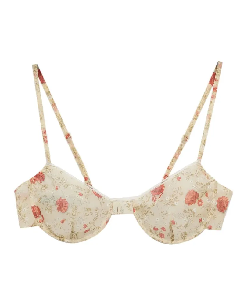 Prada BH mit Blumen-Print - Nude Nude