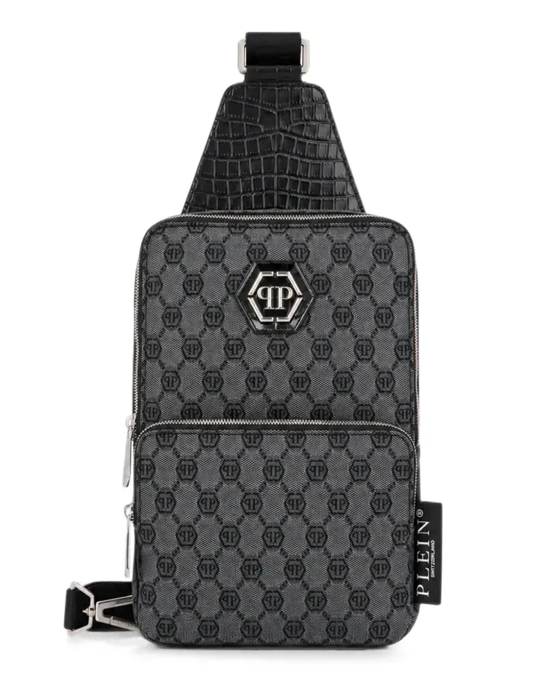 Philipp Plein denim crossbody bag jacquard monogram - Grau Grau