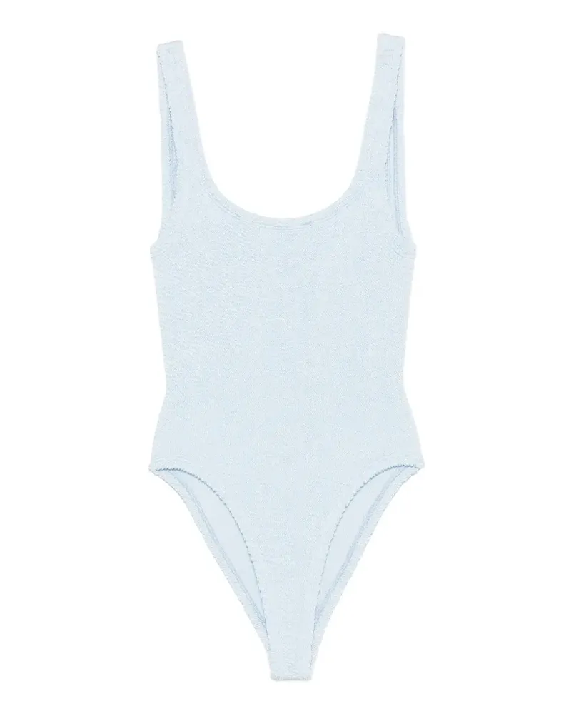 Hunza G crinkle-effect scoop-neck swimsuit - Blau Blau