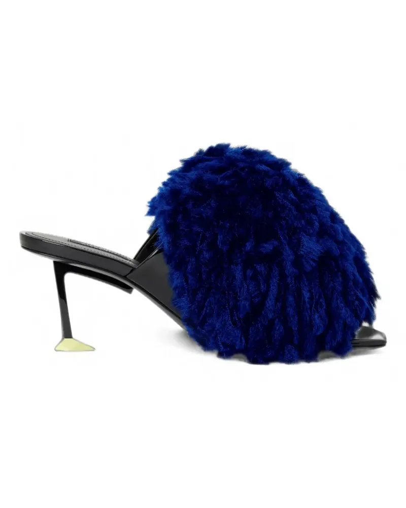 Givenchy Pompon Mules aus Lackleder und Strick - Blau Blau