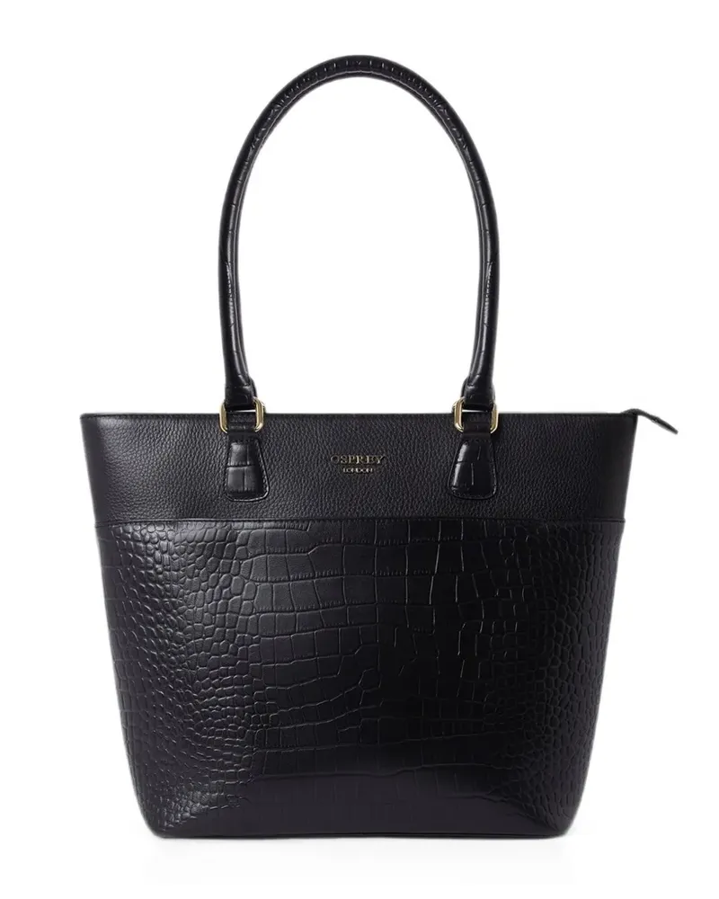 Osprey Kellie croc-effect pebbled tote bag - Schwarz Schwarz